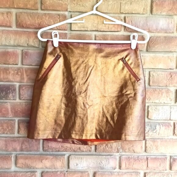 Rules of etiquette copper colored mini skirt. - Picture 1 of 12